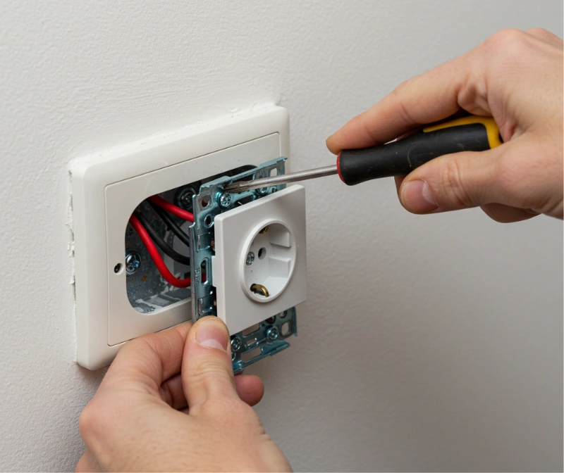A technician installing a modern switchboard in place of an old fuse box, emphasizing improved safety, compliance with electrical rules, and better control over the power system.