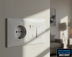 A wall socket with a modern outlet design, highlighting a clean and safe installation.